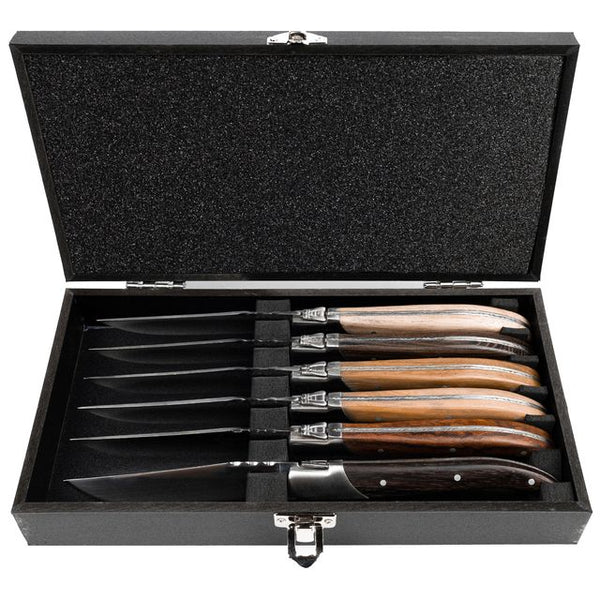 Laguiole steakknives mixed wood set of 6